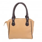 Beau Design Stylish  Beige Color Imported PU Leather Casual Handbag With Double Handle For Women's/Ladies/Girls